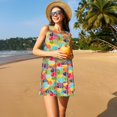 thumbnail image 3 of Fotbe Colorful Fish 2 Vestido de Verano sin Mangas para Mujer – Vestido Midi Línea A, Estilo Camiseta Floral, Vestido Playero Casual y Fluido, 3 of 7