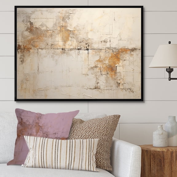 Designart "Jesus' Cross In Beige" Abstract Floater Framed Canvas Prints