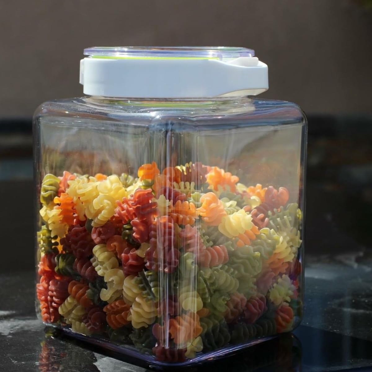 3 Pack, Airtight Dry Food Storage Container Set, Crystal Clear Body, BPA Free Kitchen Pantry Organization Canisters, Dishwasher Safe, Made in Japan (64 oz)