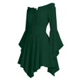 thumbnail image 6 of Womens Halloween Pirate Dresses Off Shoulder Bell Sleeve Mini Dress Irregular Hem Renaissance Costume Spooky Festival Party Wear Outfits, 6 of 6