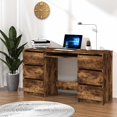 thumbnail image 1 of vidaXL Writing Desk Smoked Oak 140x50x77 cm Engineered Wood, 1 of 5