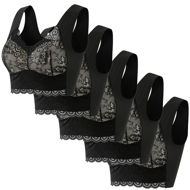 5-Piece Women's Lace Strap Wrap Plus Size Bandeau Bra Set