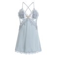 thumbnail image 1 of L Camisón de encaje para mujer, ropa de dormir con cuello en V, vestido de dormir con combinación completa, bata de pijama con cinturón, ropa de dormir, 1 of 5