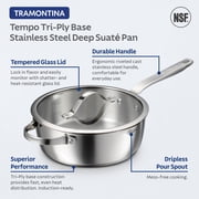 Tramontina Tempo Tri-Ply Base Stainless Steel 3.5-Quart Saute Pan with Glass Lid, Induction-Ready Cooking Pan, Oven-Safe, Dishwasher-Safe
