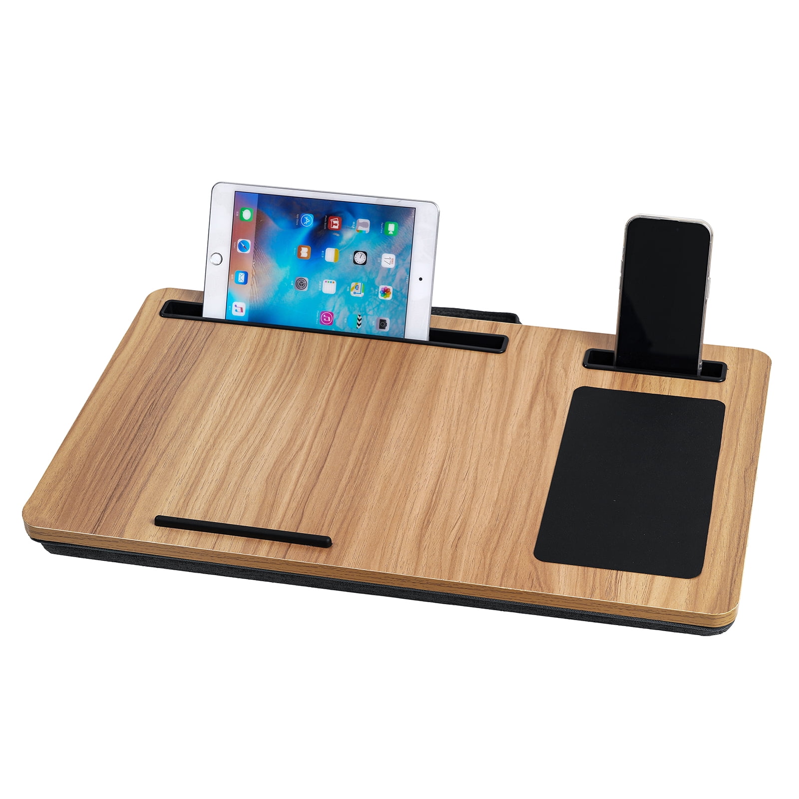 Lap Desk with Cushion, HONEIER Laptop Desk Fits up to 20 inch Laptop with Anti-Slip Strip, Mouse Pad Tablet & Phone Holder, Portable Laptop Tray with Handle, Lap Stand for Bed Home Office Students