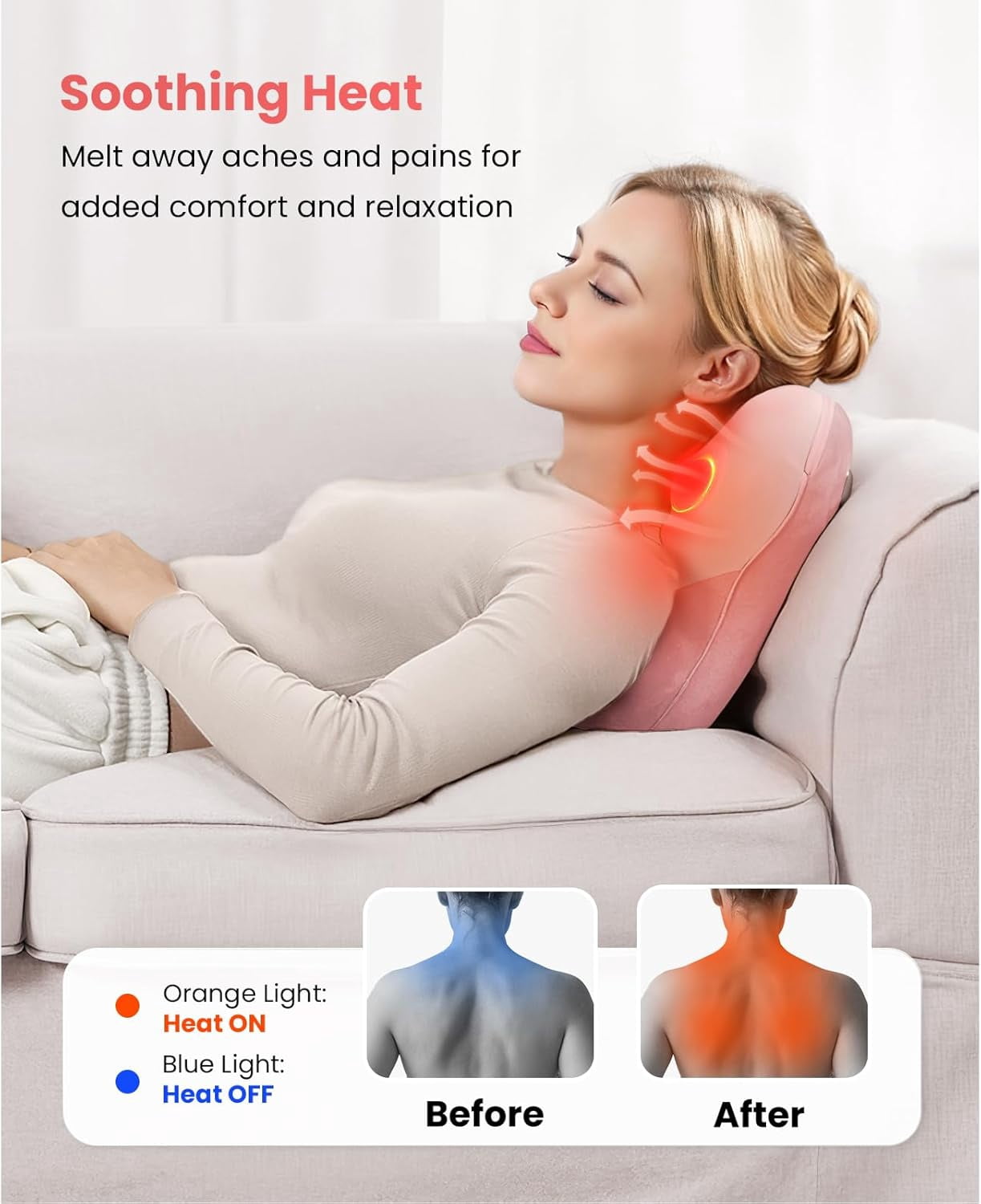 Bob and Brad 3D Shiatsu Kneading EZBack Massager with Heat Therapy, Deep Tissue Neck Massage Pillow for Neck Back Shoulder Pain Relief, FSA Eligible Ideal Gifts, Pink
