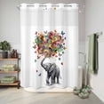 thumbnail image 6 of No Hook Shower Curtain, Cute Elephant Shower Curtains for Bathroom with See Through Top Window, Modern Abstract Oil Painting Aesthetic Waterproof & Washable Bath Curtain 60"x72", 6 of 9