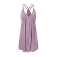 thumbnail image 4 of DHFJKG Womens Nightgown Thin Straps Criss Cross Sleepdress Pajamas V Neck Open Back Comfortable Nightshirts For Laydies Cozy Home Clothes, 4 of 5