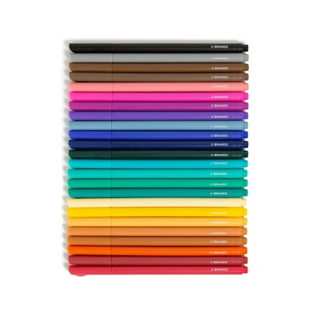 U Brands Fine Liners Felt Tip Pens, 24 Count, Fine (5mm) Point, Assorted Color Ink, Office Desk Accessories