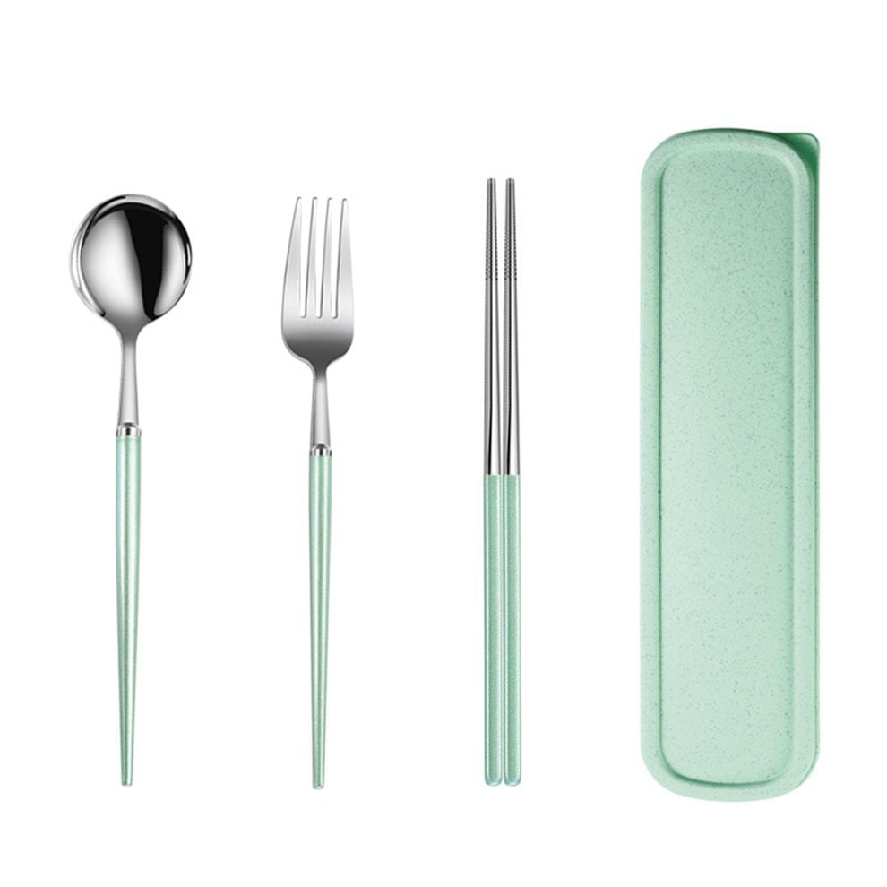 Portable Lunch Tableware Cutlery Set Stainless Steel Spoon Fork Chopsticks 