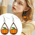thumbnail image 3 of CILENON Pearl New Fall Pumpkin Earrings Cute Earring Hollow Water Drop Wood Eearrings (Orange,One Size), 3 of 6