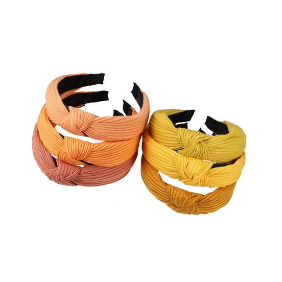 Vocoste 6 Pcs Hair Headband Wide Knotted Headband for Women Girls Yellow Orange 1.18" Wide