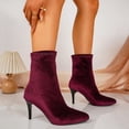 thumbnail image 6 of HAPIMO Women Ankle Boots Pointed Toe Heel Stretch Suede‑like Upper Footwear For Night Events And Fashion Weekend Gatherings Wine 43, 6 of 9