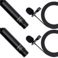 thumbnail image 1 of Movo LV4-O2 XLR Phantom Power Microphone Lavalier Omnidirectionnel, avec Clips de Collet et Pare-Brises (Lot de 2), 1 of 6