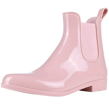 

Litfun Women s Short Ankle Rain Boots Lightweight Chelsea Booties Rubber Waterproof Garden Rain Boots for Women Pink Size 7