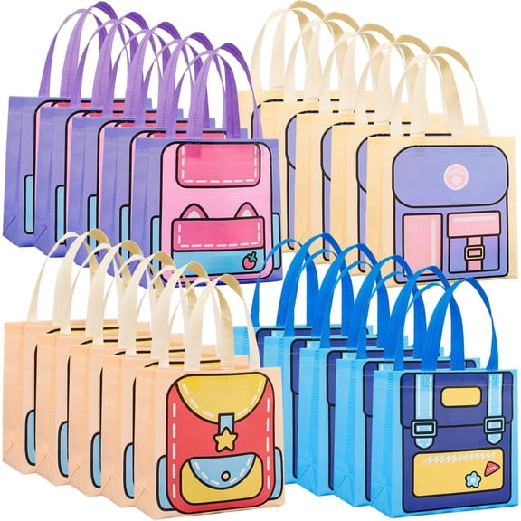 Qianfeng 20 Pcs Party Favor Bags Cartoon Non-woven Gift Bags with Handles for Boys Girls Birthday Holiday Party Bags