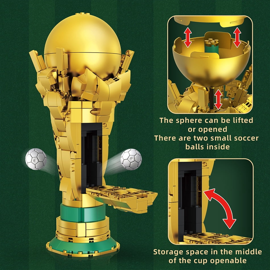 Honchoes Soccer Cup Building Blocks Set Compatible with Lego Championship Trophy Model Kit for Adults Boys 446 Pcs