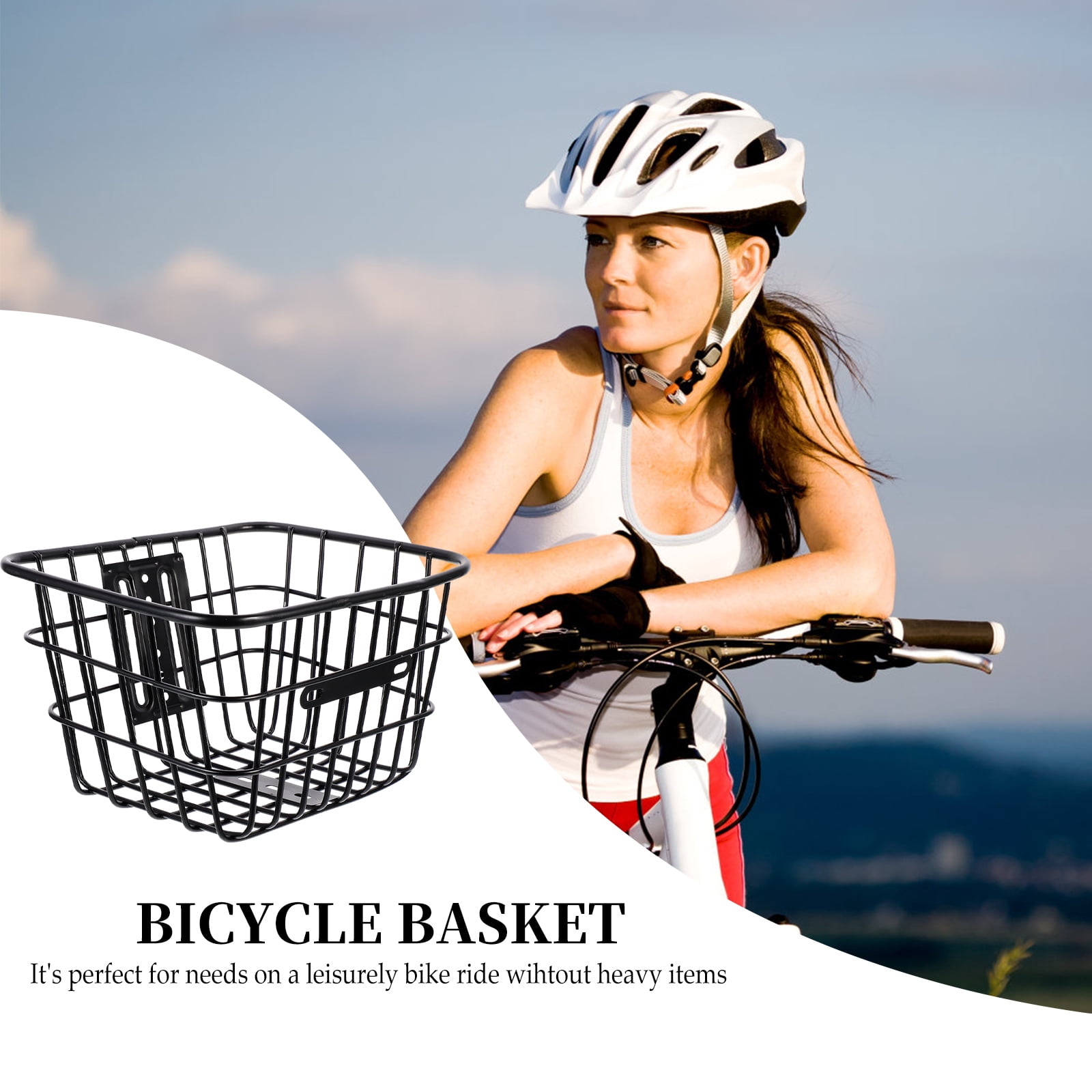 Bike Front Basket Metal Wire Basket Detachable Handlebar Mount basket for Riding Cycling Shopping