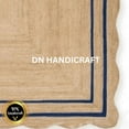 thumbnail image 4 of DN HANDICRAFT Rugs For Bedroom Rectangle Reversible Bohemian Style Scallop Blue, Brown Handmade Reversible Jute Area Rug (3x3 Sq Feet), 4 of 4