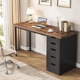 thumbnail image 1 of Tribesigns 47 inches Computer Desk with 5 Drawers, Modern Simple Laptop Desk Study Writing Table(1, Brown+Black), 1 of 5