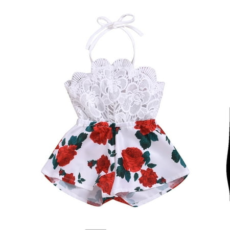 

Franhais Baby Fashion One Piece Breeches Lace Tops Loose Printed Wide Leg Shorts Casual Rompers