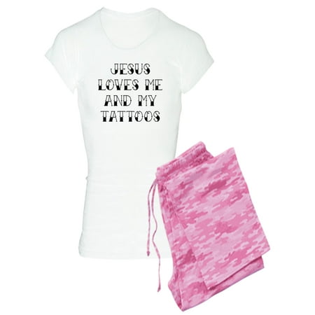 

CafePress - Jesus Loves Me And My Tatto - Women s Light Pajamas