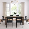 thumbnail image 2 of Plank+Beam 72" Modern Solid Wood Dining Table Set, Walnut Wirebrush, + 6 Chairs Black, 2 of 5