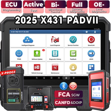 LAUNCH X-431 PAD VII Elite, Car Diagnostic Scan Tool 2534 Reprogramming ECU Coding Tool, Topology Map, 2 Years Free Update, 60+ Services
