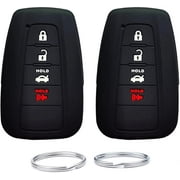 UOKEY Silicone Key Fob Remote Cover Case fit for Toyota Avalon Camry C-HR Highlander Prius RAV4（HYQ14FBC） (Black+Black)
