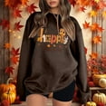 thumbnail image 2 of Wang6 Womens Plus Size Thanksgiving Sweatshirts Trendy Long Sleeve Hoodless Pullovers Crew Neck Letter Printed Graphic Tshirts Loose Fit Tops Y_Brown M, 2 of 4