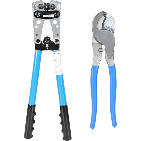 findmall 6-50mm² Battery Cable Lug Crimper Tool Wire Crimping Tool Pliers with Cable Cutter for 10, 8, 6, 4, 2 and 1/0 AWG Crimping Wire Cable Wire Cable Cutting and Crimper