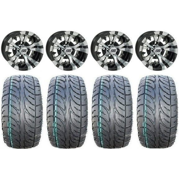 GTW Vampire 12" Golf Cart Wheels Black 23" Fusion ST Tires Yamaha