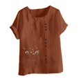 thumbnail image 4 of Hauts d'Été pour Femmes DYTTDG T-Shirt Mode Imprimé Grande Taille Col Rond Manches Courtes Blouse Décontractée Ample Hauts pour Femmes Liquidation Moins de 10 Café,TTG, 4 of 4