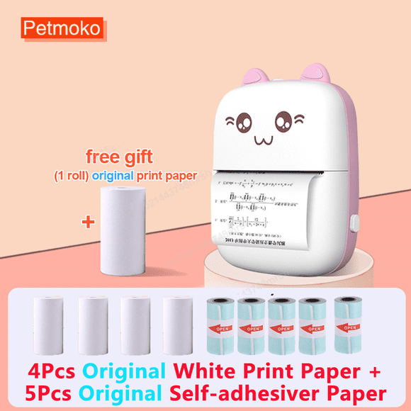 Mini Portable Thermal Printer TIKTOK Gifts for Kids Pocket Printer for Pictures/Retro-Style Photos/Notes/Lists/Label/Memo/QR Codes Bluetooth Wireless Smart Printer with Android or iOS
