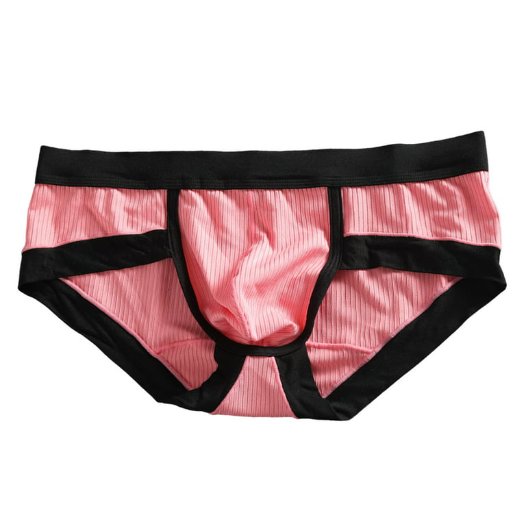 rygai Men Briefs Butt Lifting Big Pouch Low Rise Elastic Close Fit  Underwear Sexy Contrast Color Sweat Absorption Underpants Panties Men