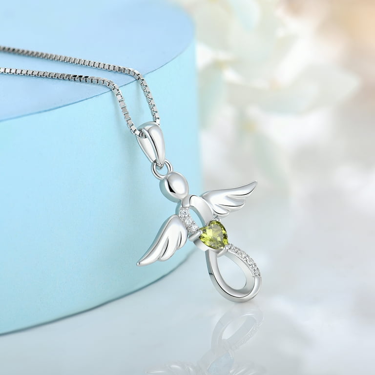 Angel birthstone necklace shop
