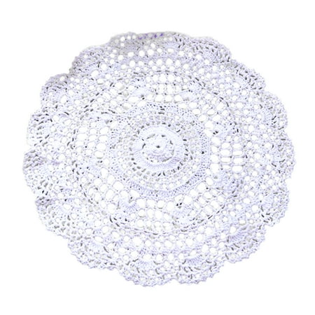 

ABIDE Cotton Lace Tablecloth White/Beige Dinner Table Hollow Design Round Hollow