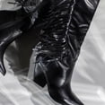 thumbnail image 4 of Awdenio Women's Winter High Boots With Fringe Sleeve In Solid Color And Low Heel, 4 of 6
