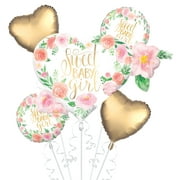 Party City Floral Sweet Baby Girl Balloon Bouquet, Party Supplies, 5 Count