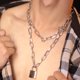 thumbnail image 3 of Collar De Cadena Hombre Candado y Cruz Con Llave Moda IRONICO plateado unitalla IRONICO 2, 3 of 5