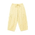 thumbnail image 5 of Linen Pants Women Elastic Waist Plaid Barrel Capris with Pockets Summer Beach Boho Harem Pants Soft Gingham Trousers Yellow M, 5 of 5