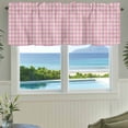 thumbnail image 3 of Pink Farmhouse Short Window Curtain Valances, Grid Checkered Plaid Gingham Lattice Trellis Rod Pocket Kitchen Valances for Living Room Bedroom Bathroom Cafe 42" x 12", 3 of 8