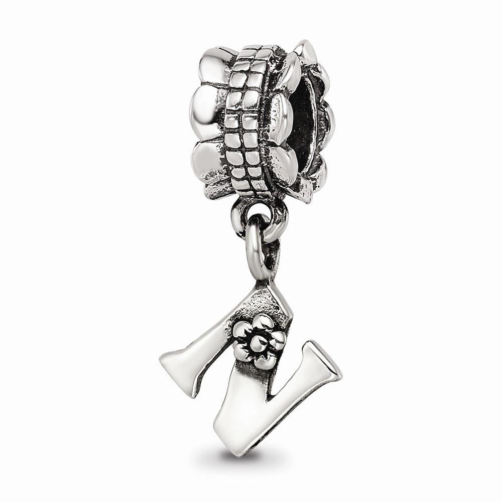 925 Sterling Silver Reflections Letter N Dangle Bead; for Adults and Teens; for Women and Men