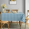 thumbnail image 2 of Checkered Vinyl Rectangle Tablecloth, 60 x 84 Inch, 100% Waterproof Oil Proof Spill Proof PVC Table Cloth, Wipe Clean Table Cover for Dining Table, Buffet Parties, Teal and White, 2 of 6