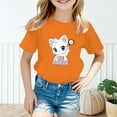thumbnail image 2 of Toddler Girl Shirts Kids Leisure Graphic Round Neck Short Sleeve Tee Summer Casual Girls' Tops, Tees Orange 7 Years-8 Years, 2 of 5