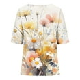 thumbnail image 3 of HaoXianJian Womens Shirt Short Sleeve Crew Neck Shirts Floral Print Top for Women 2025 Loose Fits T Shirt Summer Tee Shirts Going Out Top 3X 4X, 3 of 4