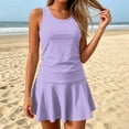 thumbnail image 5 of Womens Skirted Tankini Bathing Suit 2 Piece Swimwear with Sleeveless Tank Top and Flared Swim Skirt Modest Tummy Control Swimwear, 2XL, 5 of 6