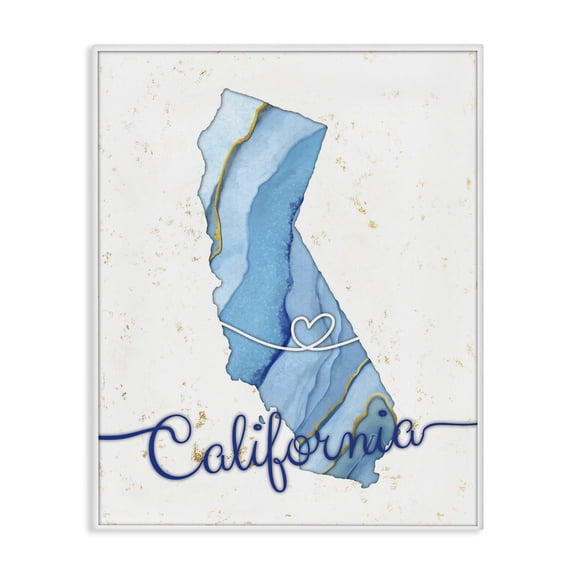 Stupell Industries Contemporary California Agate Blue US State Design Canvas Art, 24 x 30, by Ziwei Li