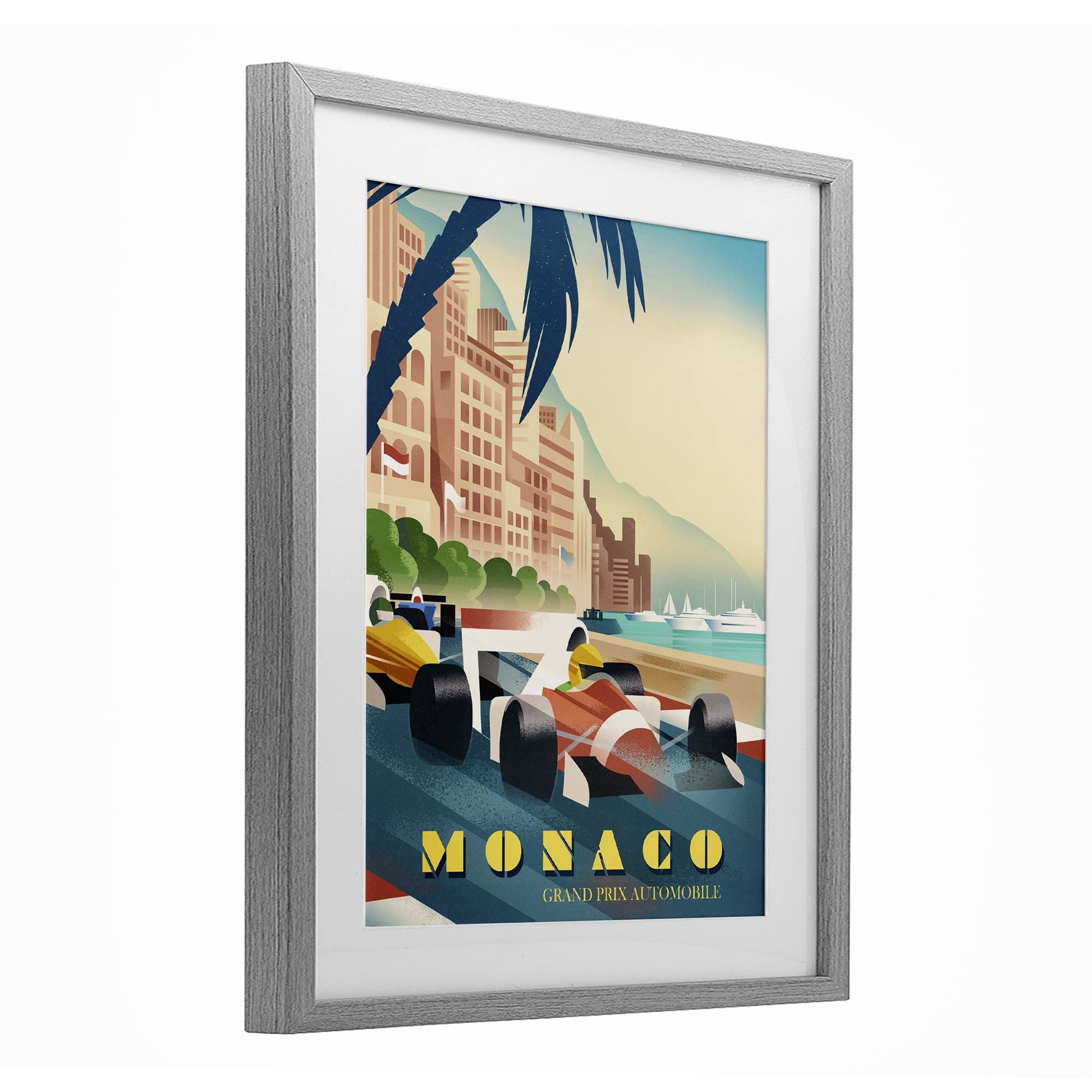 Stupell Industries Monaco Grand Prix Racing Gray Framed Print Under Glass, design by Martin Wickstrom