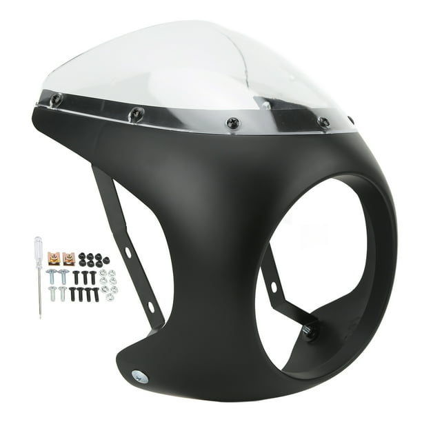 Carenado de faro delantero de motocicleta de 7 pulgadas, superficie lisa, resistente al envejecimiento, resistente al desgaste, apto para faros redondos, motocicleta, negro mate y transparente Jadeshay A